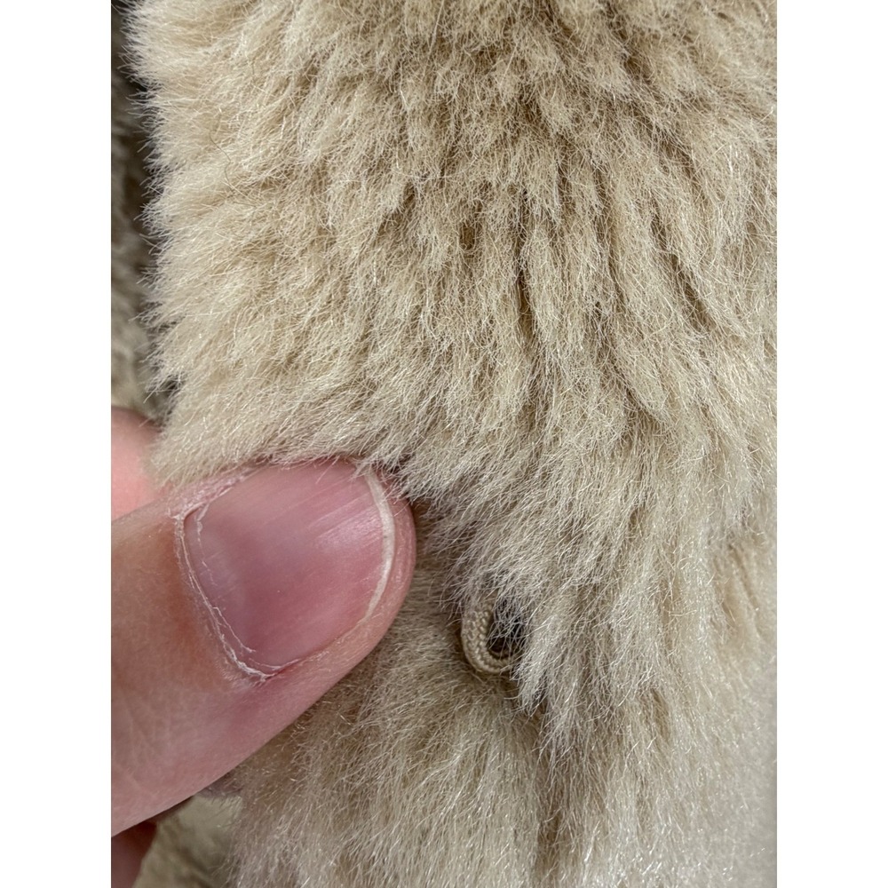 H&M Women Coat Tan Beige Teddy Faux‎ Fur Hook Eye Closure Medium - Picture 4 of 7